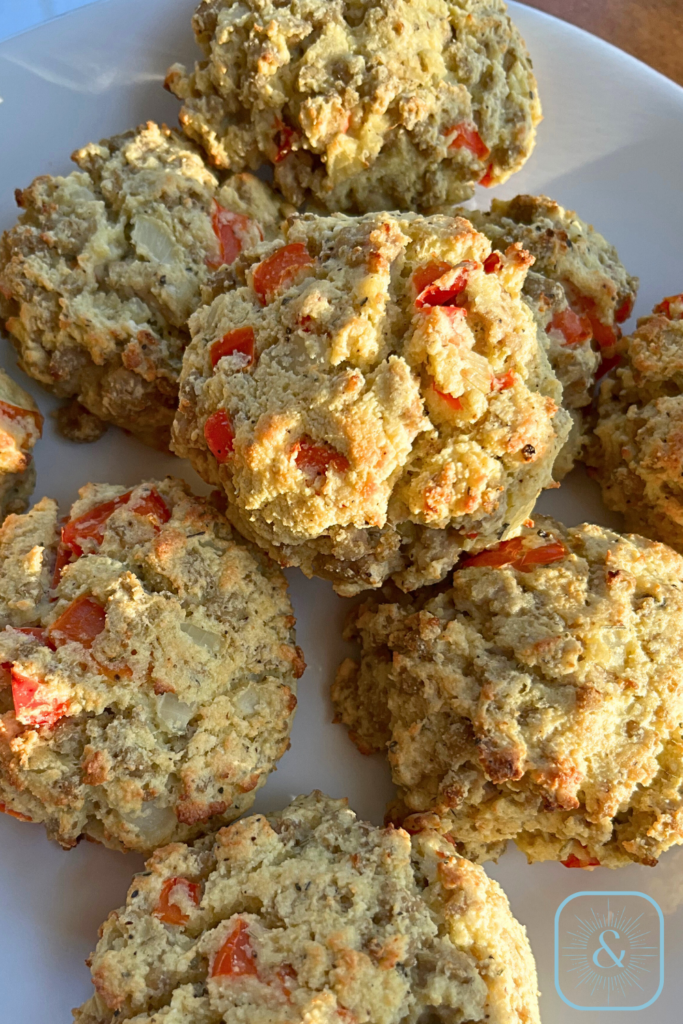 Homemade Loaded Breakfast Biscuits Plated Image