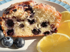 Gluten-Free Lemon Blueberry Loaf Cake Plated Image