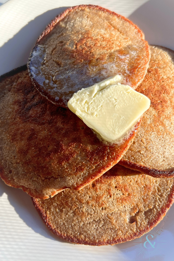 Blender Protein Pancakes Finished Image with butter