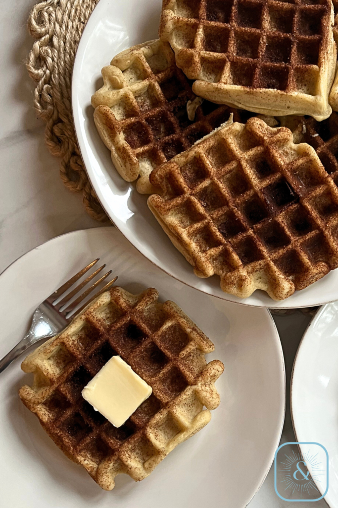 Homemade Cinnamon Waffles Plated Image - Eggo Waffles Copycat