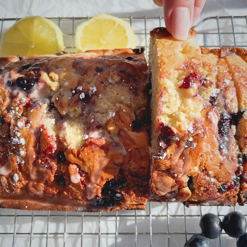 Lemon Blueberry Loaf Cake Finished Product Image