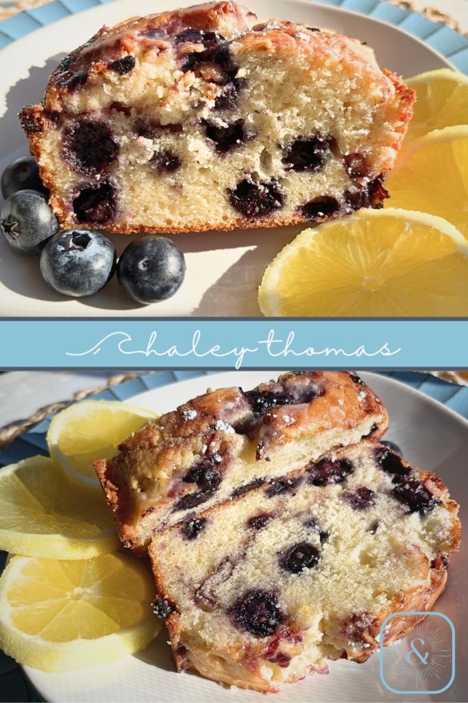 Sliced Lemon Blueberry Loaf Cake Image Finished Product